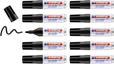edding 0.5 mini permanent 1 Count (Pack of 1), 01: Polybag 10 - Black 
