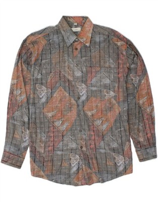 CANDA Mens Graphic Shirt Size 37/38 14 1/2 Small Grey Check CL28