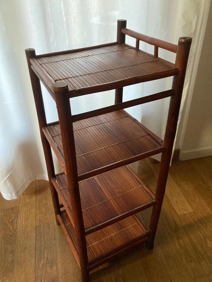 Mobile scaffale in bambù 4 ripiani, solido, leggero, autentico, artigianato vero - Immagine 2 di 4