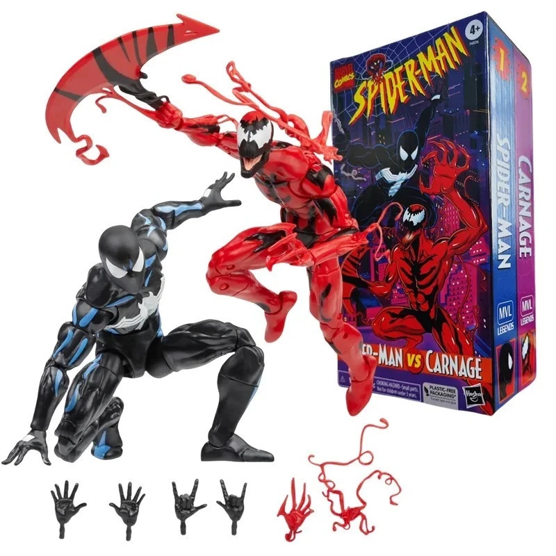 Marvel Legends Retro Series Symbiote Spider-Man vs Carnage 6