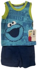 NWT Sesame Street Cookie Monster 2 pc. Shorts Tank Shirt Set 3-6 Months