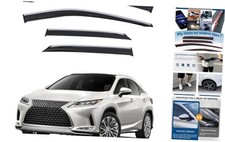 4pcs Smoke Tint with Chrome Trim Outside Mount Tape On/Clip On Style PVC Sun