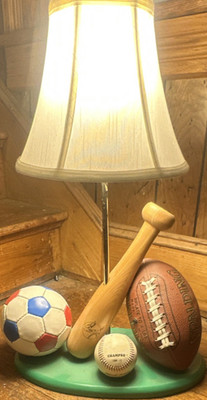 Inmon Ent. Sports Theme Table Lamp Baseball Soccer Football Bell Shade 65714