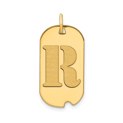 14k Gelbgold Initiale R Erkennungsmarke Anhänger Unisex Strukturiert Alphabet Charm
