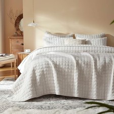 Velvet Quilt Full/Queen Size-90''x98'', Lightweight White Velvet Comforter
