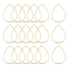 Teardrop Beading Hoop Link Open Bezel Charm Ring 0.86"x1.26" Brass Tone 50pcs