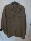 Vintage WWII US Army OD Green Wool Uniform Shirt Gas Flap 15.5-32 Military 1940s