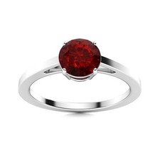 Sterling Silver Garnet Gemstone Solitaire Womens Gift Boho Ring Jewelry