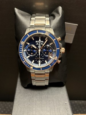 BULOVA Men's Marine Star Stainless Steel Blue/Rose Gold