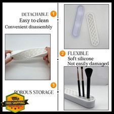 TANG SONG Silicone Makeup Brush Holder Organizer, Desktop Cosmetic Box Gray