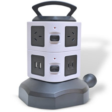 Tower Power Strip Surge Protector 6 Outlets Ports USB Chargers 12 AC Power Board