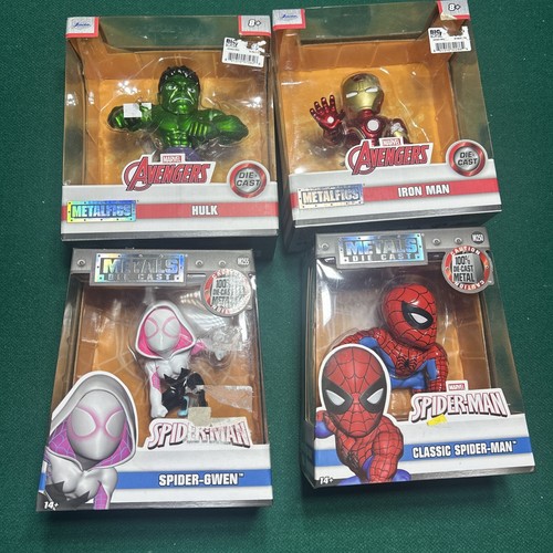 Jada Toys Marvel Spider-Man, Hulk,Ironman Spider-Gwen Metalfigs LOT OF 4