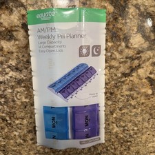 Equate A.M./ P.M. Weekly Pill Planner, Large Capacity 14 Compartments