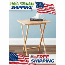 Portable Folding TV Tray Table Compact Lightweight Space Saving Rubberwood