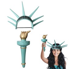 Statue of Liberty Crown and Torch Set for Lady Costume Adult Medium, Blue