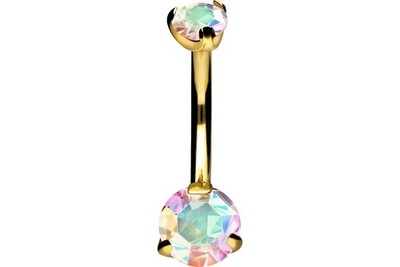 Piercingline Titanium Belly Button Ring Internal Thread And 2 Crystals Navel