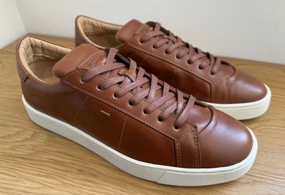 SANTONI Herren braune Ledersneaker / Schuhe / hergestellt in Italien / 41EU...