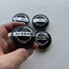 Black Wheel Center Caps 4pcs Chrome Logo Nissan Sentra Replacement Hubcap Rims