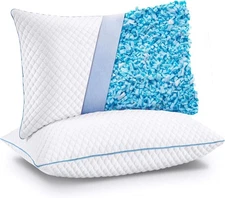 Cooling Bed Pillows Queen Size Set of 2, Shredded Memory Foam Pillows 