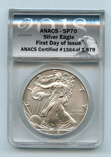 2018-W American Silver Eagle ANACS SP70 FDOI Certified #1564/1879 - GC447