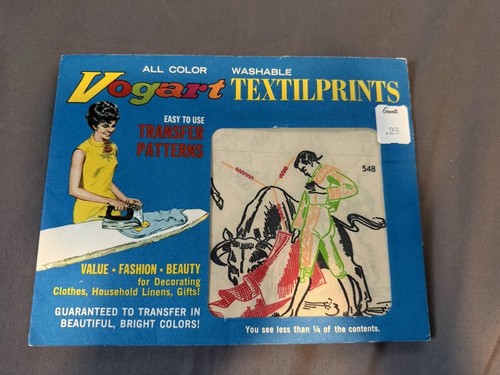1950s Matador Motifs Vogart Textilprint 548 Color Hot Iron Transfer Uncut ORIG