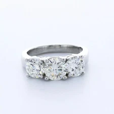 3-Stone Engagement Ring Classic Platinum 2.84 CT Round Lab-Grown Diamond F VS1