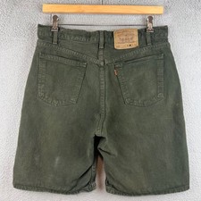 Vintage Levis 550 Relaxed Fit Shorts Mens 34 Olive Green Orange Tab Made in USA
