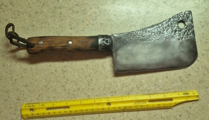 Hammered Meat Cleaver Vintage, Over 12" Long, Full Metal Tang