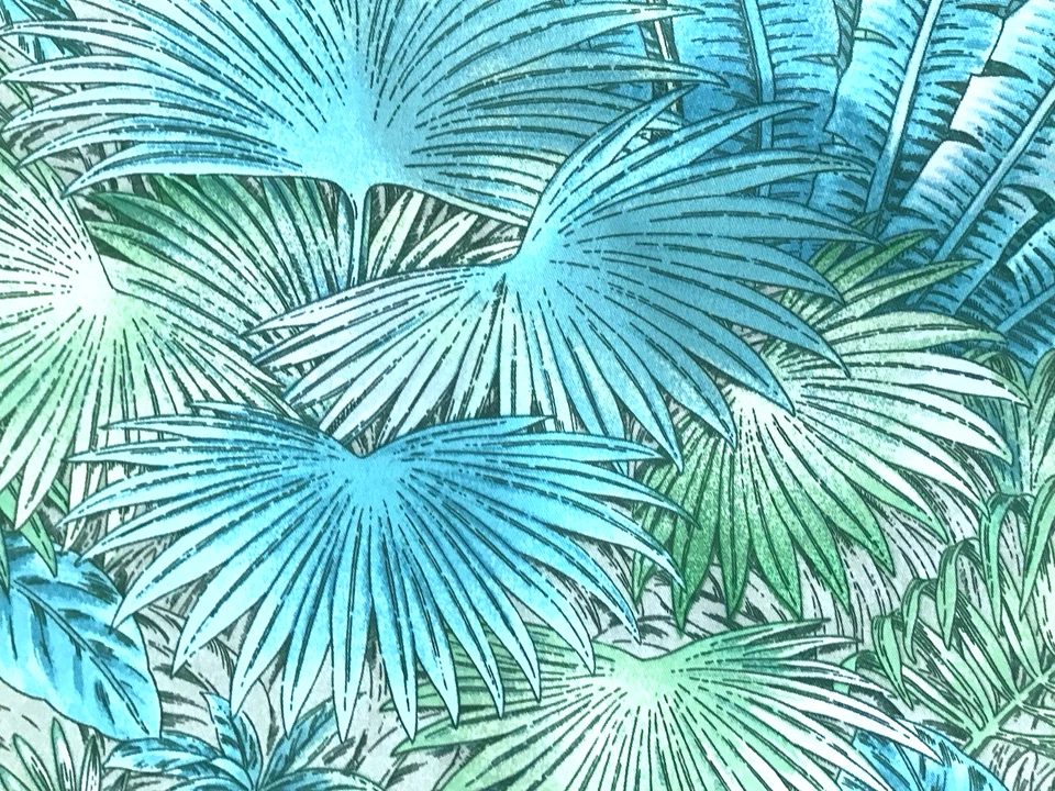 Tommy Bahama Hoja Estampado Tropical Tela, Verde Azul Tostado Hojas de Palma Lote de 5 Yardas Foto 4 de 4