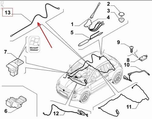 Câble Électrique Antenne car Radio FIAT 500 Panda 500 Abarth Du 2003 - 46803121 - Imagen 5 de 5