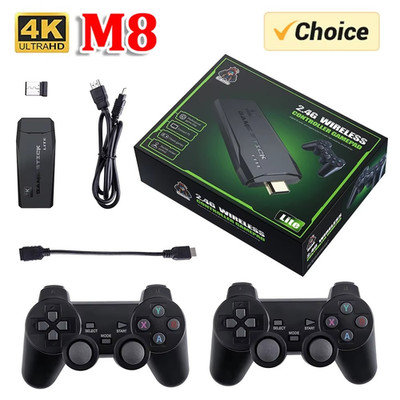 Retro Console M8 4K Stick Lite 64GB 10000 Games Dual Wireless Controller