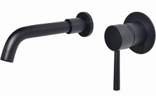 Wall Mounted Basin Mixer Taps Black Brass Basin Tap, 360 Degrees Rotating Spout.