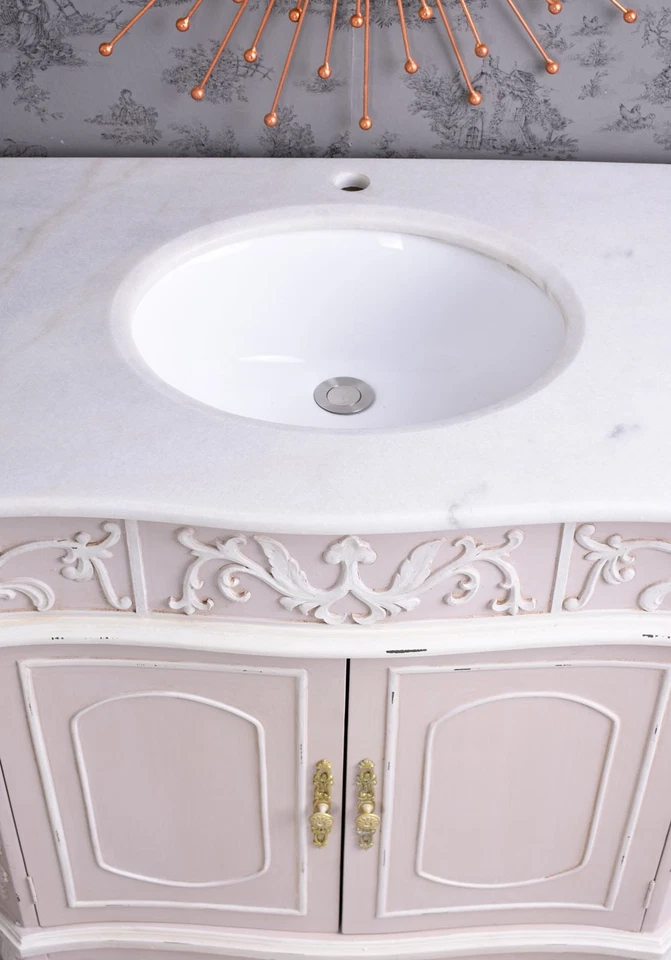 Barock Schrank Waschbeckenschrank Spüle Marmor Waschbecken Badschrank Waschtisch - Bild 3 von 4