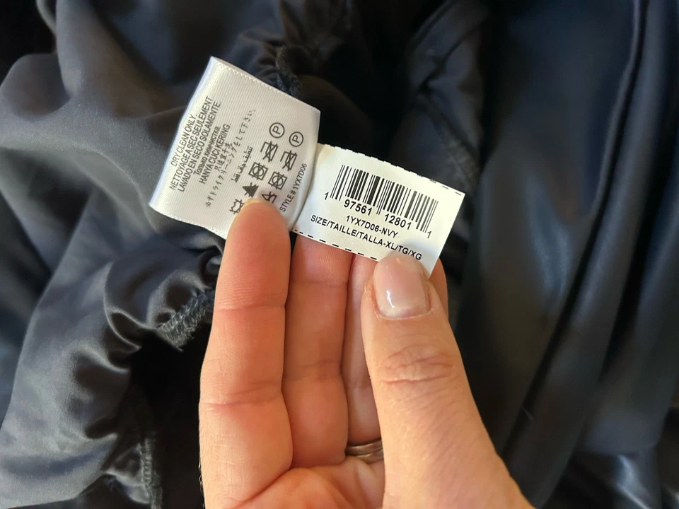 BCBG Mameluco Manga Larga Sobrepelliz Corbata Cintura Imitación Cuero Para Mujer XL Azul Marino NUEVO $128 Foto 4 de 4