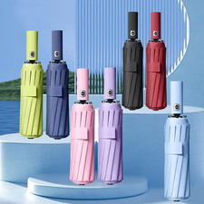 Extra Strength Umbrella foldable 24 Rods Fully Automatic Large UV Protect UK