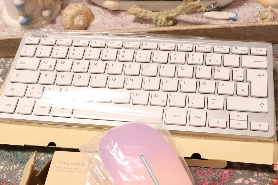 Arteck Kabellose Tastatur Silber und Seenda Maus Kabellose Rosa und Lila NEU