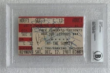 DEF LEPPARD W/ STEVE CLARK SIGNED SLABBED BECKETT BAS COA AUTOGRAPHED ELLIOTT