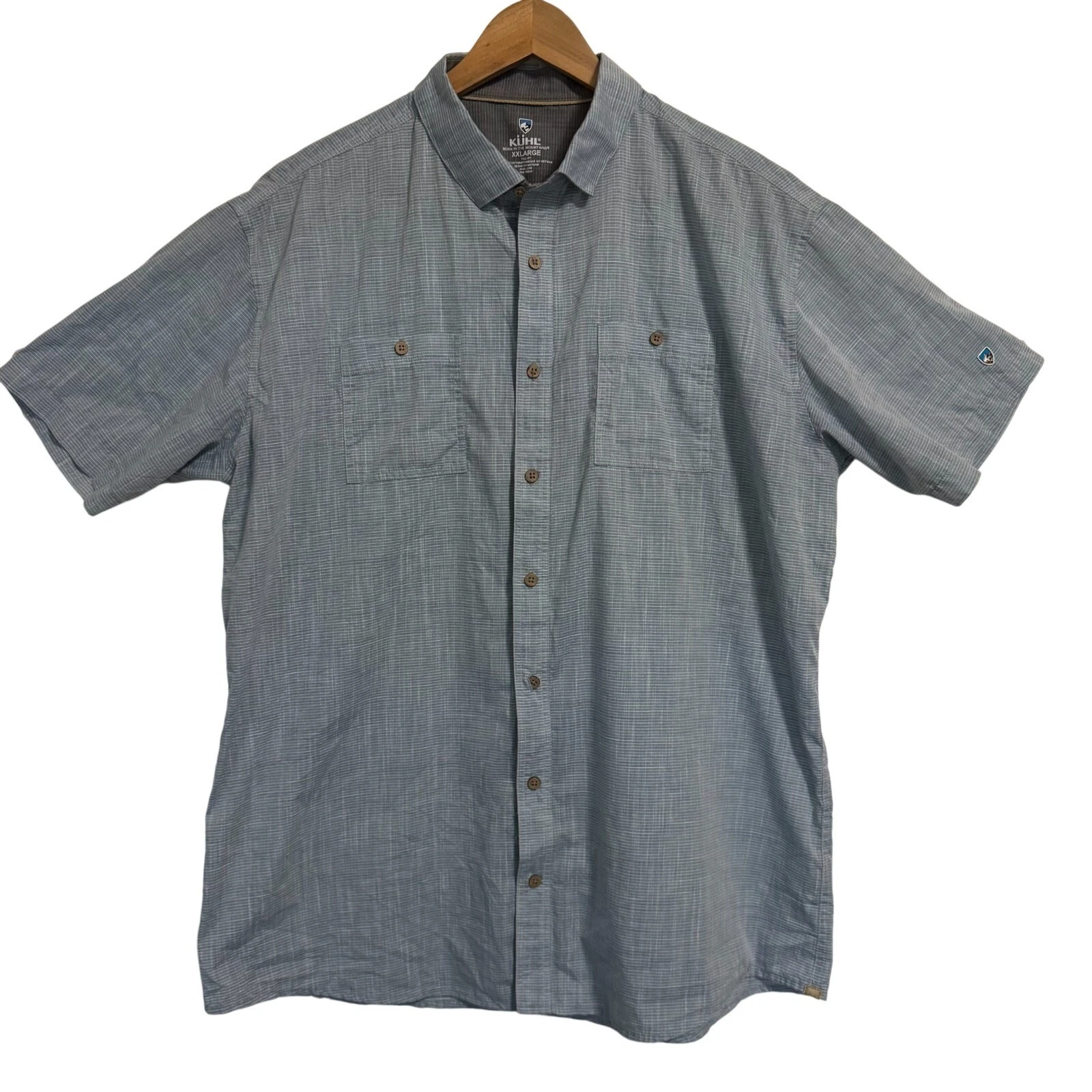 Kuhl Button Down Shirt Mens XXL Blue Tall Fit Short Sleeve Grid Hiking Pockets
Opens in a new window