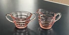 PADEN CITY PARTY LINE PINK ELEGANT DEPRESSION GLASS SUGAR CREAMER FLORAL CUTTING