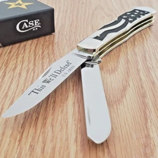 Case XX US Army Trapper Pocket Knife Stainless Steel Blades Natural Bone Handle
