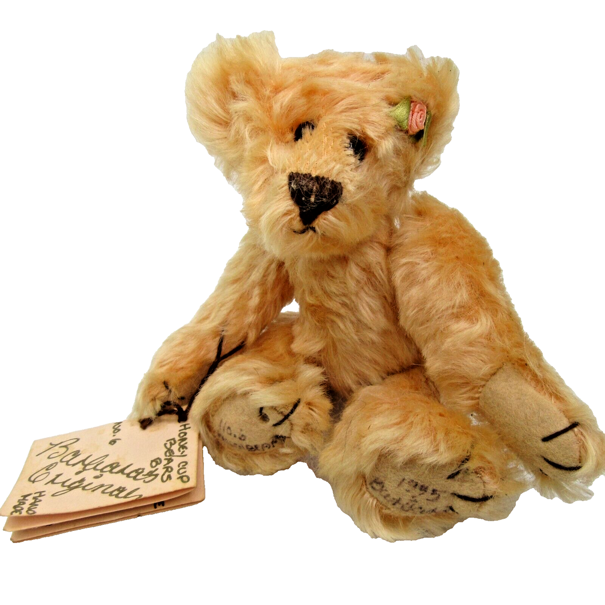 Artist signed Teddy HONEY CUP BEARS Peach Beary Barabara's