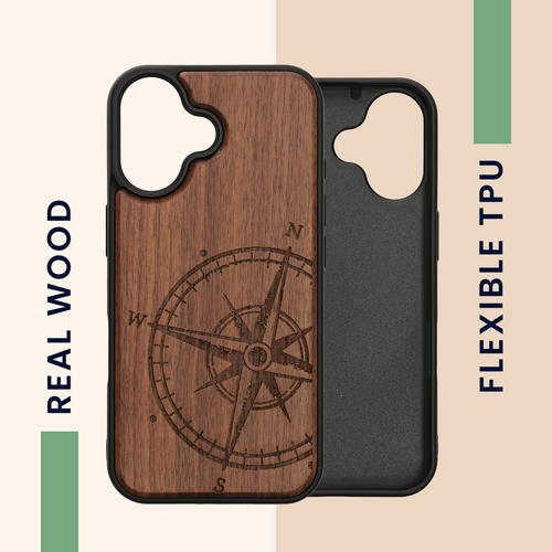 Wooden Case for Apple iPhone 16 Navigational Compass - Picture 4 of 9