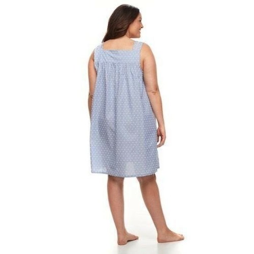 Damen 4x Croft & Barrow Nachthemd Hauskleid Baumwolle Jeansoptik kleine Punkte NEU - Bild 2 von 2