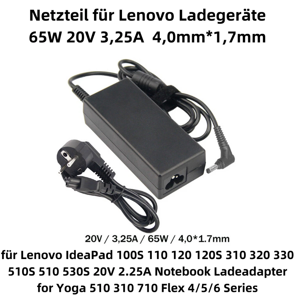 H27C Laptop Netzteil Ladegeräte 65W 20V 3,25A für Lenovo AC Adapter 4,0mm*1,7mm - Bild 2 von 4