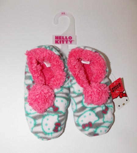 2 pairs NWT Hello Kitty Pom Pom Fleece Slipper Socks for Girls 11/12,13/1,2/3 - Picture 8 of 12
