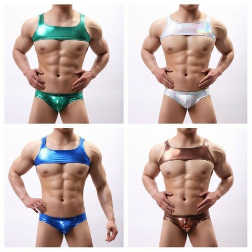 Mini Chaleco de hombre Sexy Ropa intima Charol etapa realizar Prendas para  club nocturno de moda | eBay