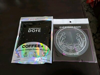 NEW SEALED - EVERYDAY DOSE Coffee + (7.4 oz.)  EXP.  07/26/2026 & windows Cling