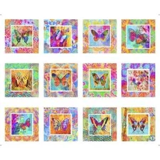 Butterfly Fabric 36"X44" Panel Butterflies Scenes Cotton On Painted Wings by QT
