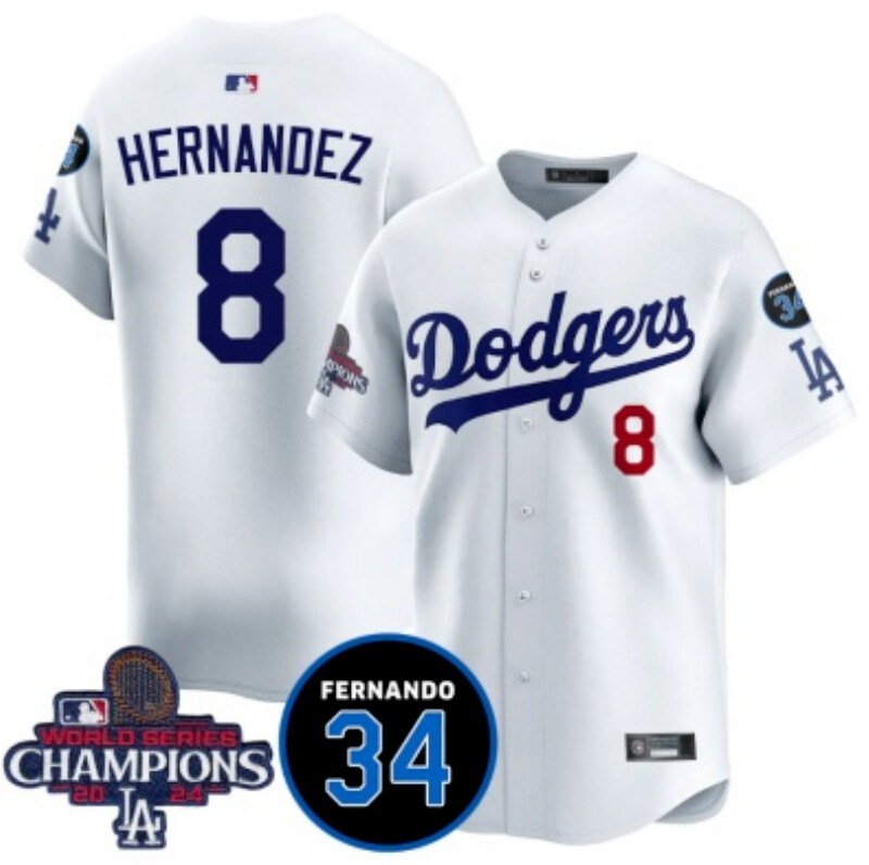 ロサンゼルス・ドジャース　ユニフォーム　８　ヘルナンデス　Hernández Men's Los Angeles Dodgers #8 Kike Hernandez Jèrsey World Champions