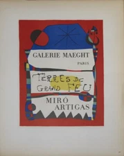 JOAN MIRO Terres de Grand Feu 12.5" x 9.25" Lithograph 1959 Surrealism Multicolo
